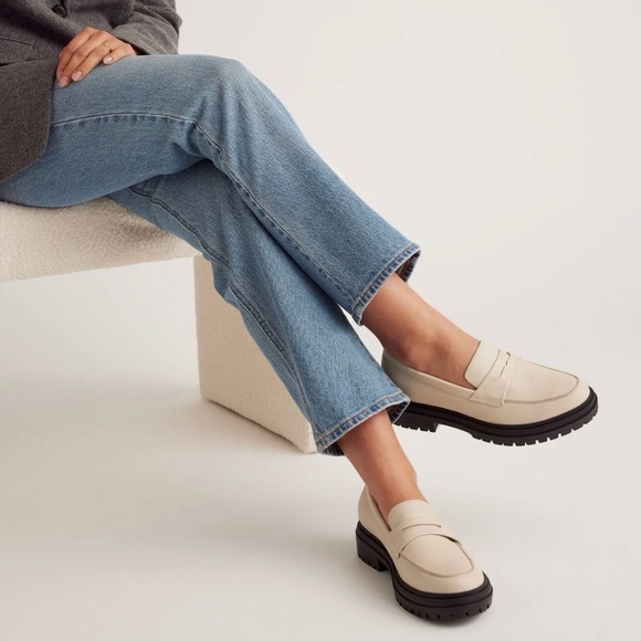 Quince Italian Leather Lug Sole Loafers in Bone US 7 EU 38 - Picture 2 of 10